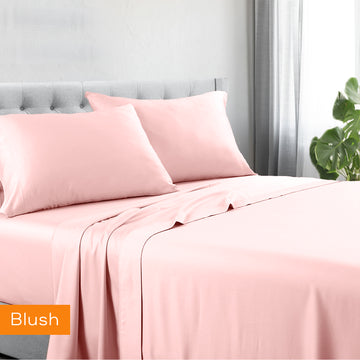 1200TC Cotton Polyester Blend Sheet Set - Single - Blush - Wrinkle-Resistant