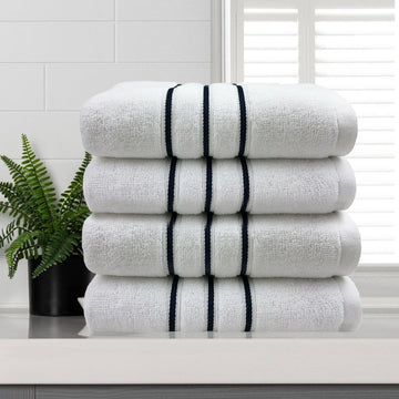 Amor Classic Dobby Stripe Face Washer 4 pcs 33x33cm 650gsm Cotton - White - SuperSaverAU - view 1