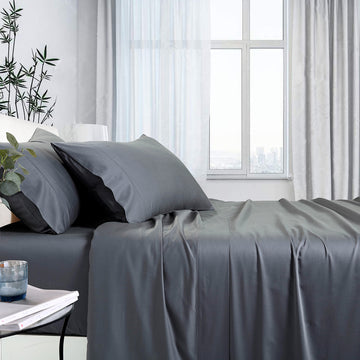 Bamboo Cotton Sheet Set 1000TC Mega Queen Charcoal - Luxurious & Mould Resistant - SuperSaverAU - view 1