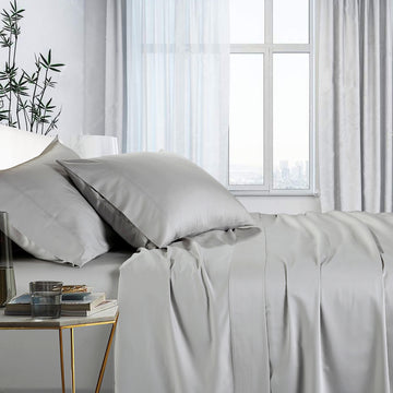 Bamboo Cotton Sheet Set 1000TC Queen Silver - Luxurious, Mould Resistant - SuperSaverAU - view 1