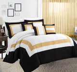 V517 Queen Comforter & Sheet Set, Microfibre, 10 Pieces, Charcoal/Navy/Brick/Green - SuperSaverAU - view 1