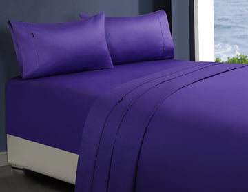 Egyptian Cotton 1000TC Sheet Set Queen Violet - Superior Quality, Sateen Weave