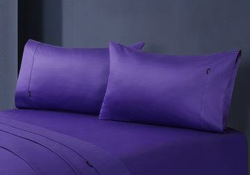 Egyptian Cotton 1000 Thread Count Pillowcase Pair, Standard Size 48*73+15cm, Violet