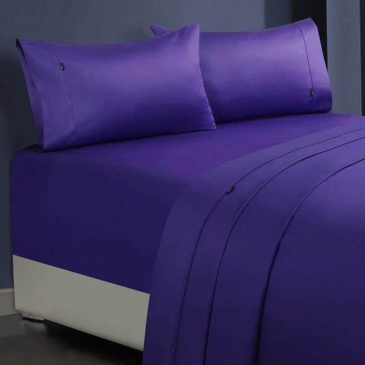 1000TC Egyptian Cotton Sheet Set Single Violet - Superior Quality Sateen Weave