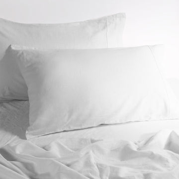 Luxurious Linen Cotton Sheet Set King Single - White, Soft & Breathable - SuperSaverAU - view 1