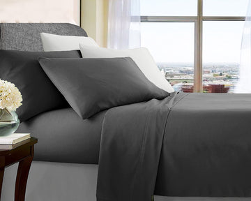 Ultra Soft Microfibre Sheet Set Queen Charcoal - 100% Microfibre, Wrinkle Free - SuperSaverAU - view 1