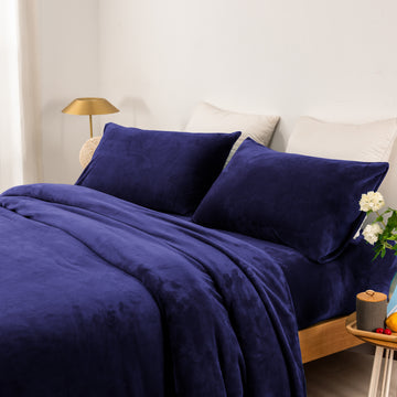 Microplush Sheet Set Queen Midnight - 240GSM, Super Warm & Soft, Easy Care - SuperSaverAU - view 1
