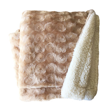 Beige Reversible Plush Fleece Sherpa Throw Blanket 130*160cm - SuperSaverAU - view 1