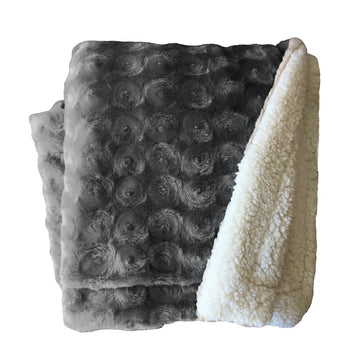 Charcoal Reversible Plush Fleece Sherpa Throw Blanket 130*160cm - SuperSaverAU - view 1