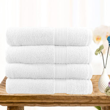 Ultra-light Cotton Bath Towel Set 4-Piece, 100% Combed Cotton, 500gsm, White