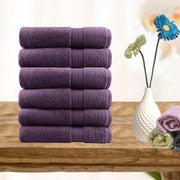 Ultra-light 6 Piece Cotton Hand Towel Set 40x60cm - Aubergine, 500gsm