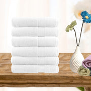 6 Piece Ultra-light Cotton Hand Towel Set, 100% Combed Cotton, 40x60cm, White - SuperSaverAU - view 1