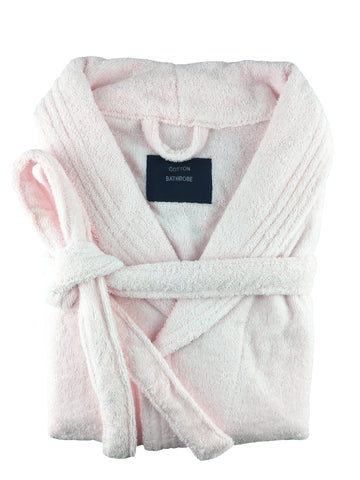 Baby Pink 100% Cotton Small/Medium Egyptian Cotton Terry Toweling Bathrobe - SuperSaverAU - view 1