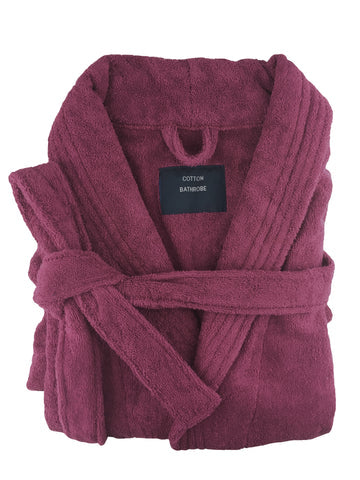100% Cotton Small/Medium Egyptian Cotton Terry Toweling Bathrobe - Burgundy - SuperSaverAU - view 1