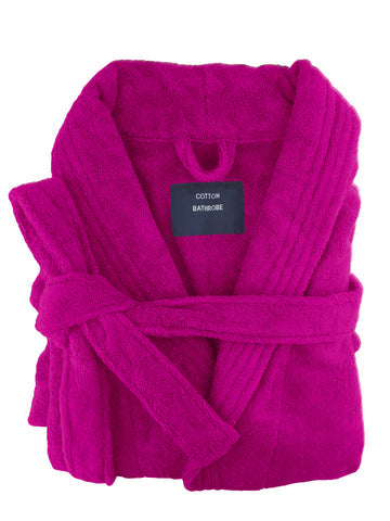 Fuchsia Small/Medium Egyptian Cotton Terry Toweling Bathrobe - SuperSaverAU - view 1
