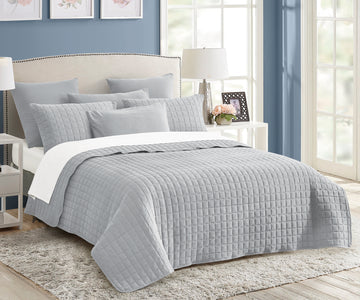Vintage Stone Wash Comforter Set King Size Silver - 7 Piece, Machine Washable - SuperSaverAU - view 1