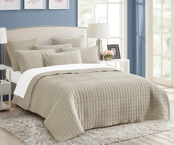 Vintage Stone Wash Comforter Set Queen 7 Piece Natural, Machine Washable - SuperSaverAU - view 1