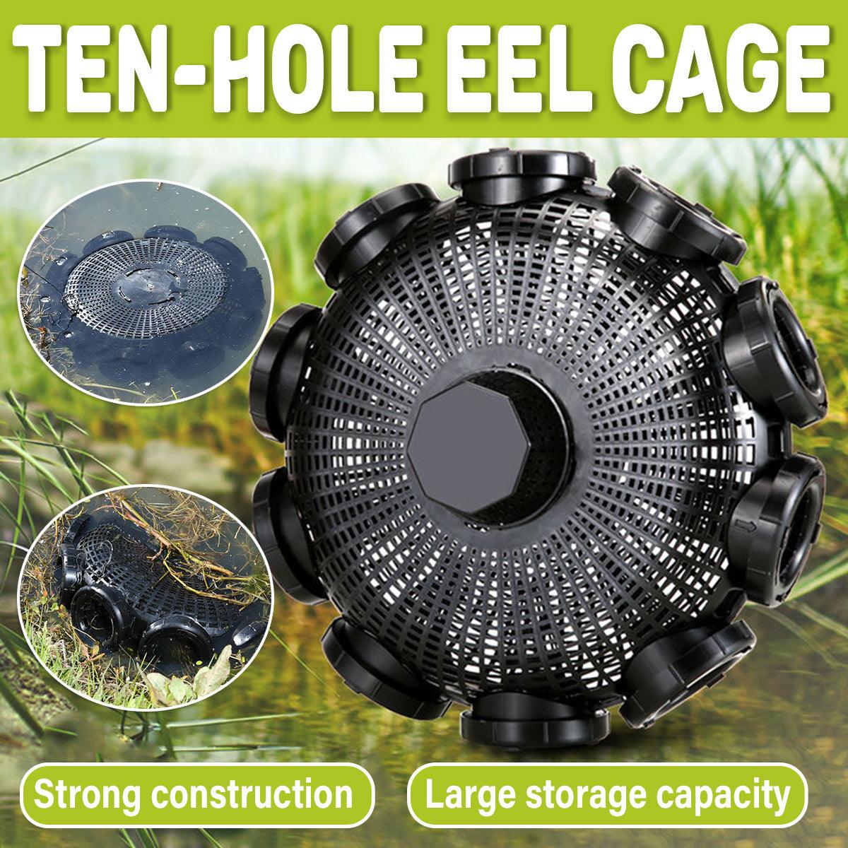 10Hole Eel Fishing Trap Cage Loach Fish Shrimp Net Folding Portable Catch Basket - SuperSaverAU - view 1