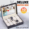 Leather Watch Organizer Case with 10 Grids for Display - SuperSaverAU - view 1