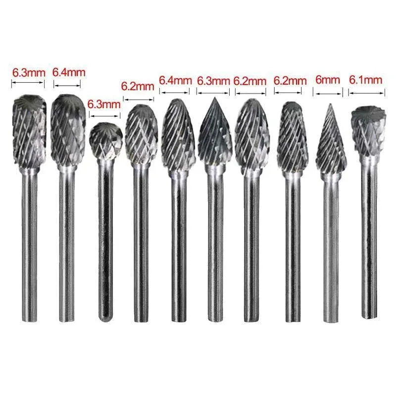 Premium Tungsten Carbide Rotary Burr Set with Blue Storage Box - 10 Pack