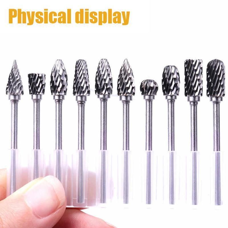 Premium Tungsten Carbide Rotary Burr Set with Blue Storage Box - 10 Pack