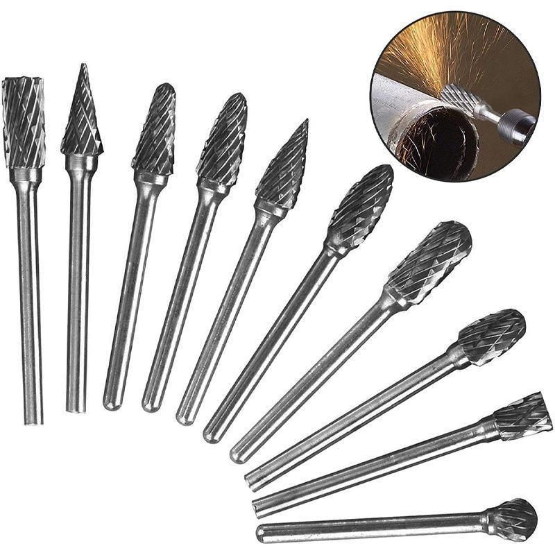 Premium Tungsten Carbide Rotary Burr Set with Blue Storage Box - 10 Pack