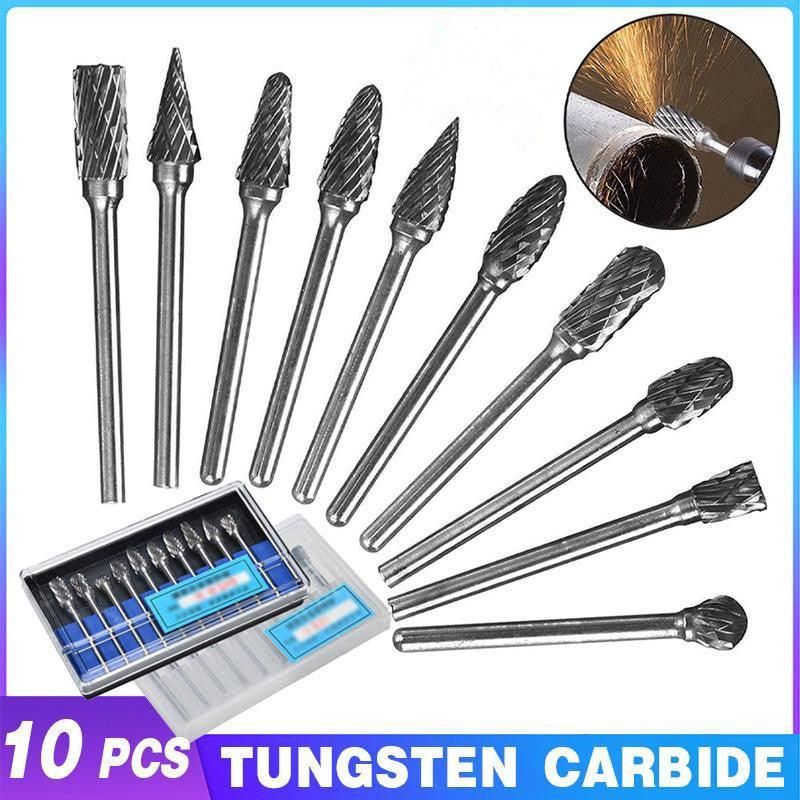 Premium Tungsten Carbide Rotary Burr Set with Blue Storage Box - 10 Pack