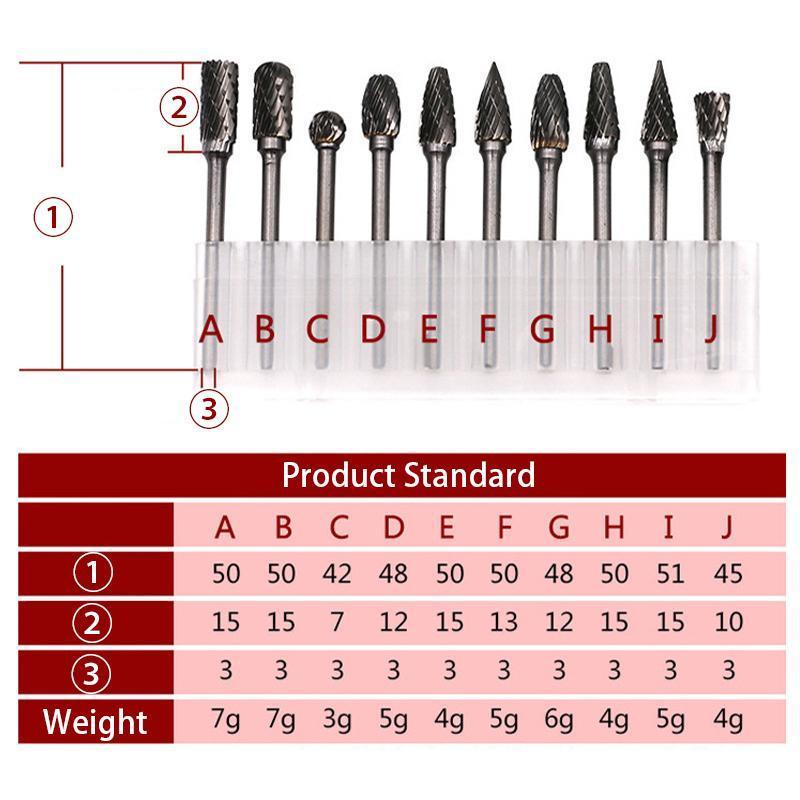 Premium Tungsten Carbide Rotary Burr Set with Blue Storage Box - 10 Pack