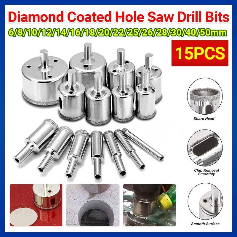 Premium 15 Piece Diamond Hole Saw Drill Bit Set - 6-50mm