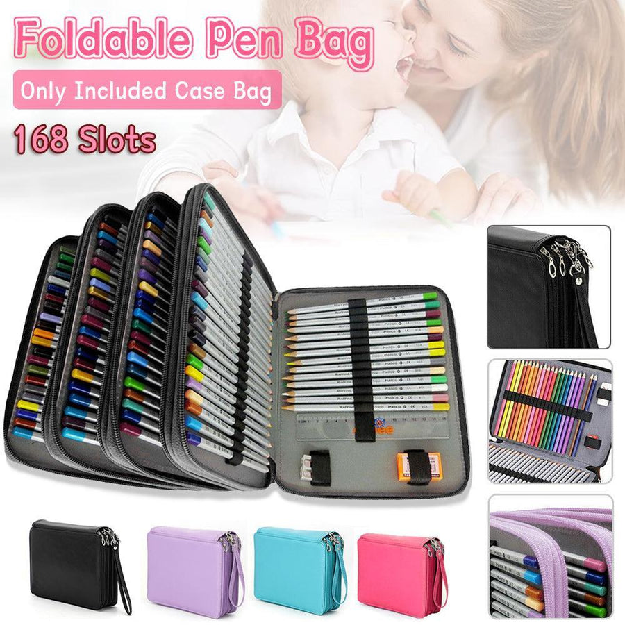 Premium Rose Red 168-Slot Foldable Pencil Case Makeup and Art Supply Organiser