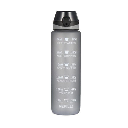 1L Sports Water Bottle with Motivational Time Markers & BPA Free Straw - Red/Blue
