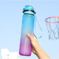 1L Sports Water Bottle with Motivational Time Markers & BPA Free Straw - Red/Blue - SuperSaverAU - view 5