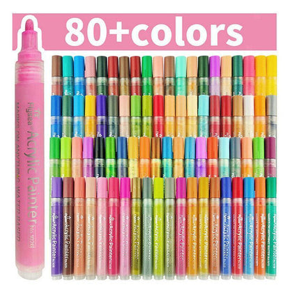Flysea 24-Colour Acrylic Paint Pens Set - Non-Toxic, Fine Bullet Nib, Quick Drying