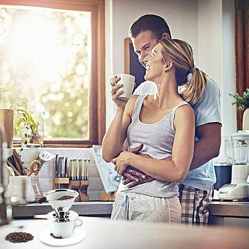 Premium Reusable Stainless Steel Coffee Tea Drip Filter Funnel