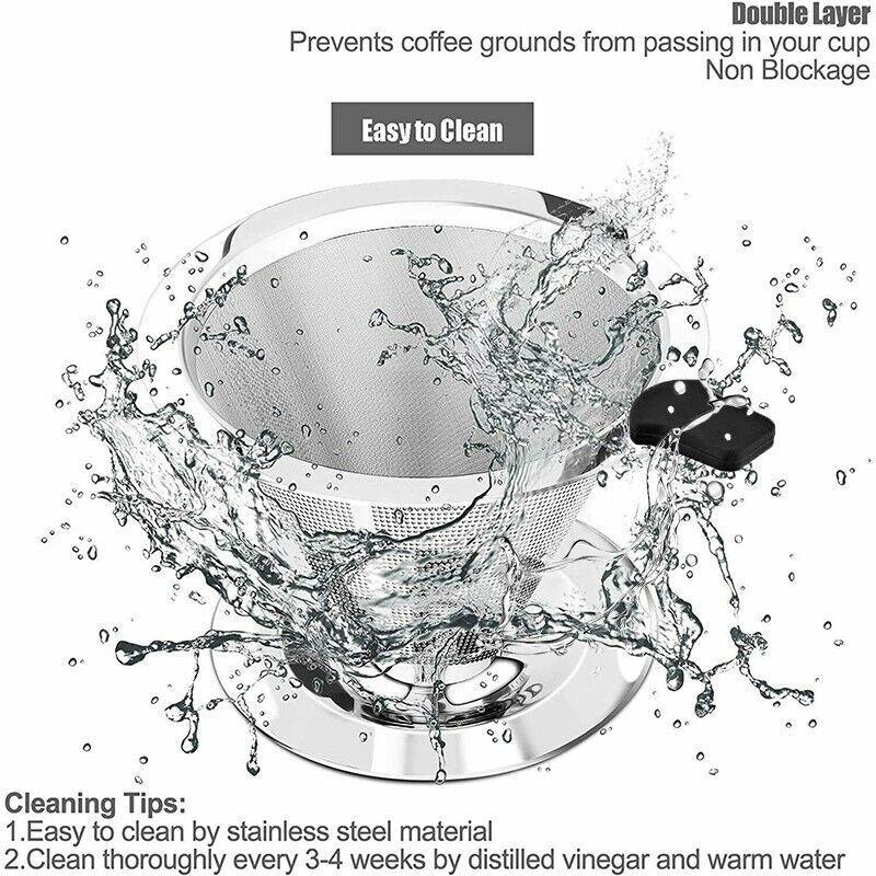 Premium Reusable Stainless Steel Coffee Tea Drip Filter Funnel