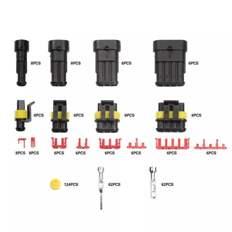 Premium 352 Piece Waterproof Wire Connector Kit - 1-4 Pin