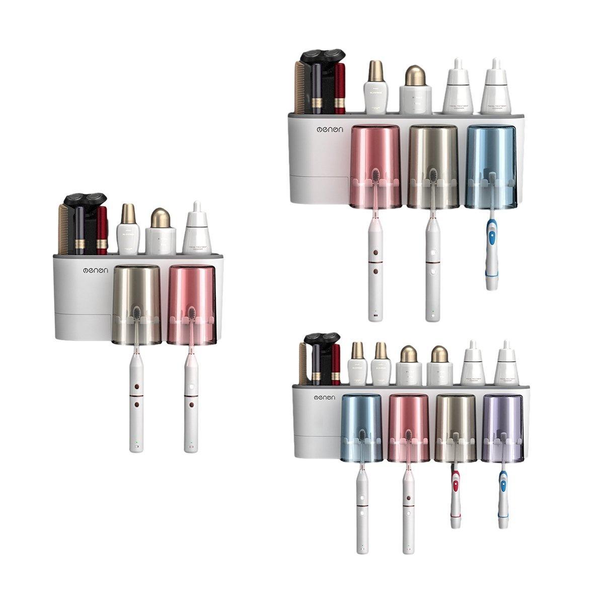 Three Cup Wall Mounted Toothbrush Holder & Toothpaste Stand - Premium