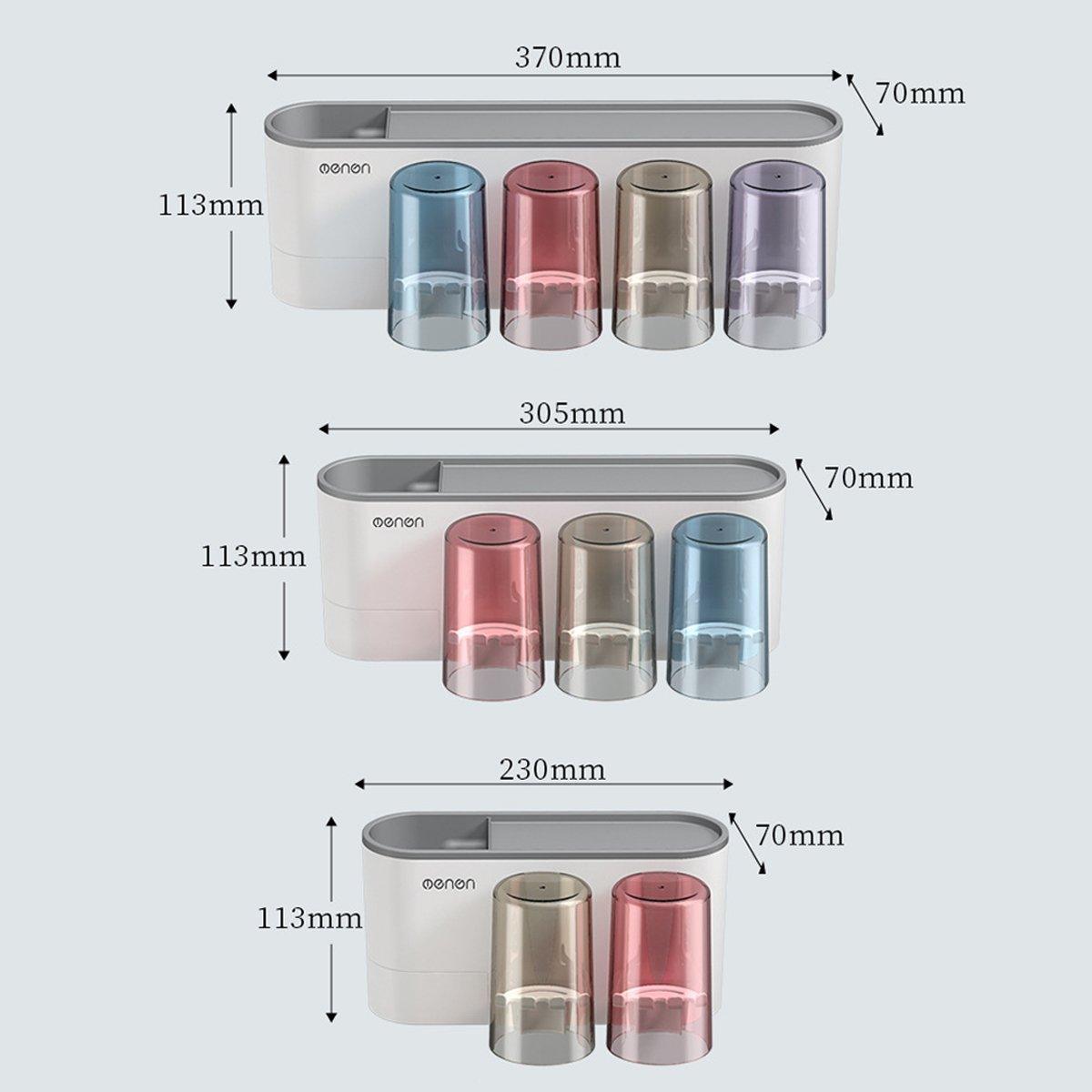 Three Cup Wall Mounted Toothbrush Holder & Toothpaste Stand - Premium