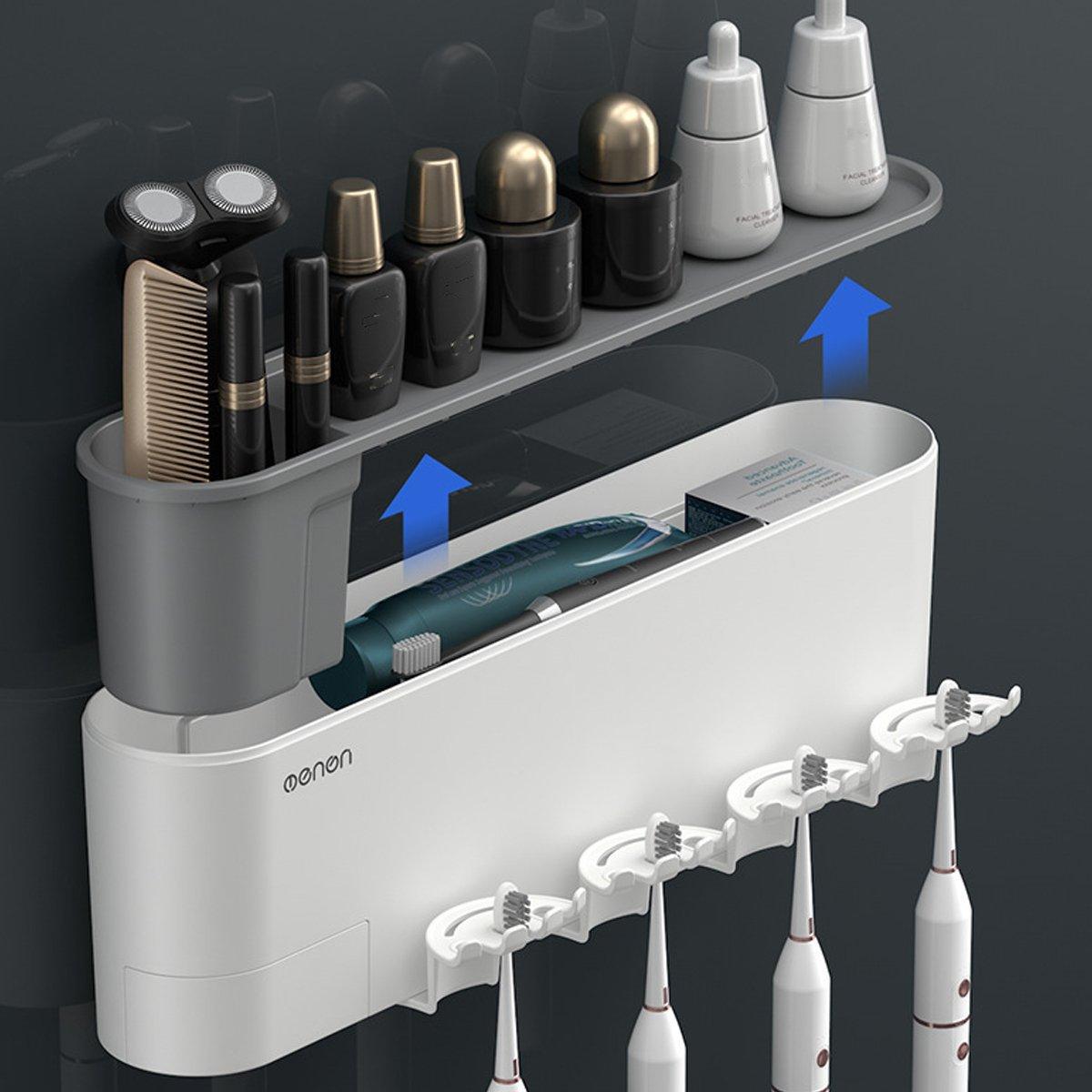 Three Cup Wall Mounted Toothbrush Holder & Toothpaste Stand - Premium