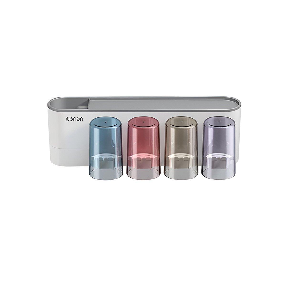 Three Cup Wall Mounted Toothbrush Holder & Toothpaste Stand - Premium