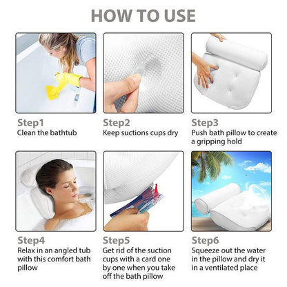 3D Mesh Bath Pillow by Premium - Comfortable Back Neck Support