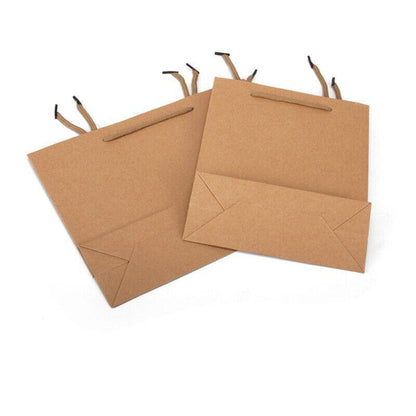 50X Kraft Paper Bags Gift Shopping Carry Craft Brown Bag With Handles - 50PCS  17*24*10CM