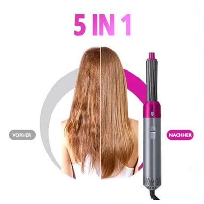 5 IN 1 Hair Dryer Brush by Premium - Curler, Straightener & Volumizer