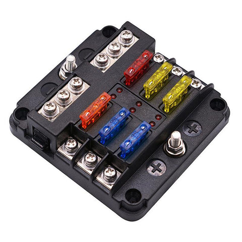 23PC 6 Way Blade Fuse Box with LED Indicator - 12V/32V - SuperSaverAU - view 2