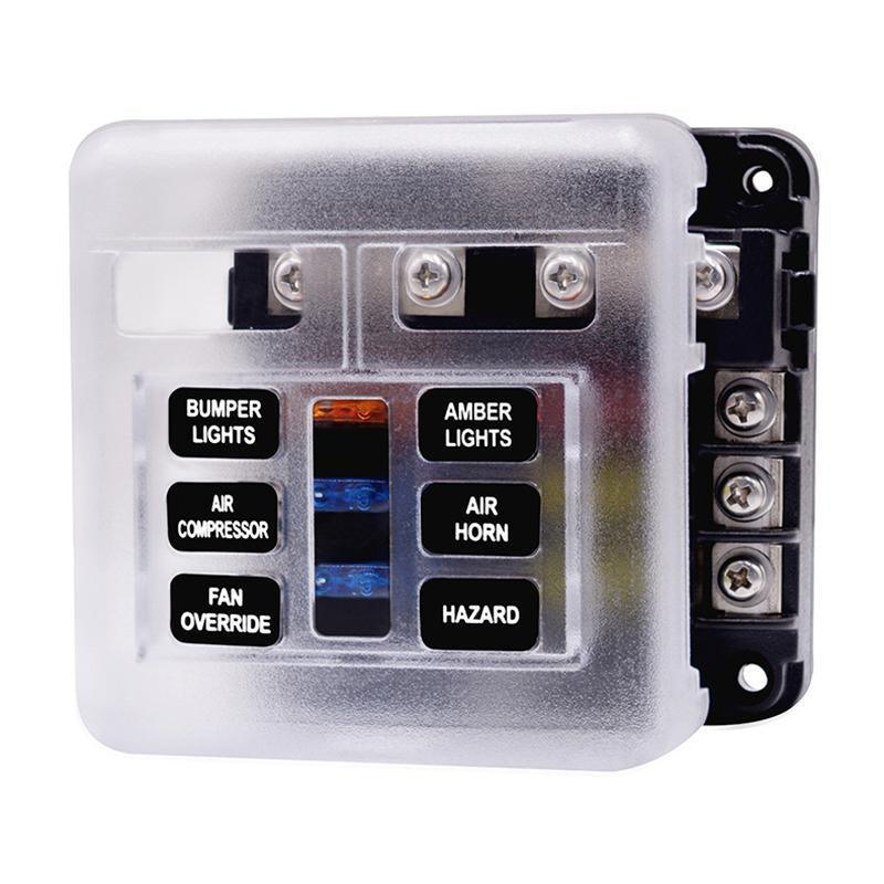 23PC 6 Way Blade Fuse Box with LED Indicator - 12V/32V - SuperSaverAU - view 3