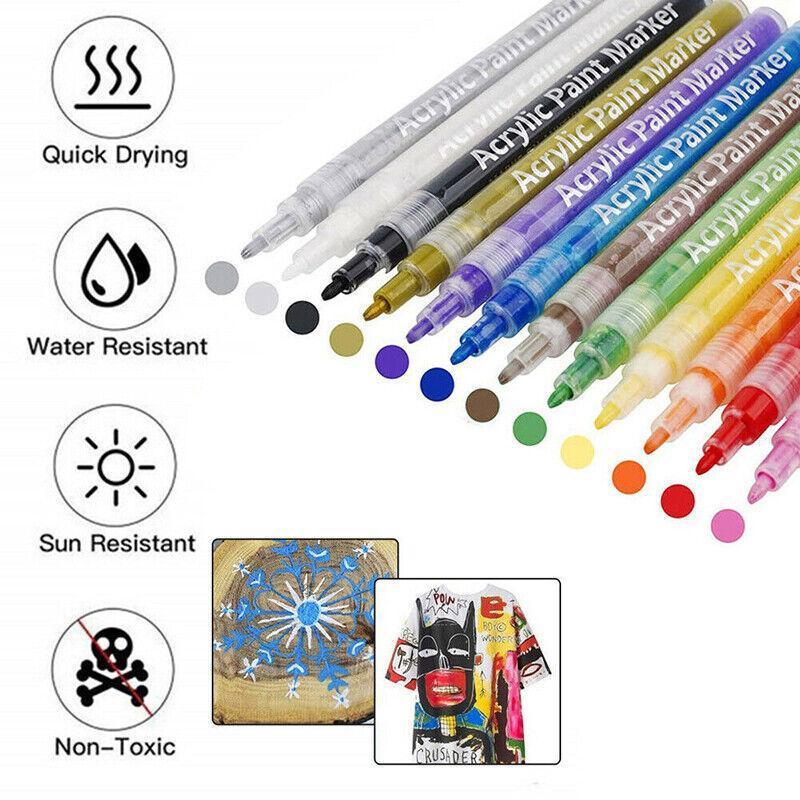 Flysea 80-Colour Acrylic Paint Pens Set - 2-3mm Fine Tip, Non-Toxic - SuperSaverAU - view 3