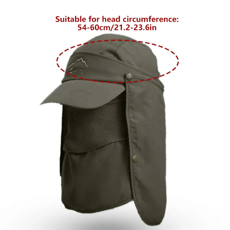 Premium Army Green Unisex Wide Brim Face and Neck Flap Outdoor Hat