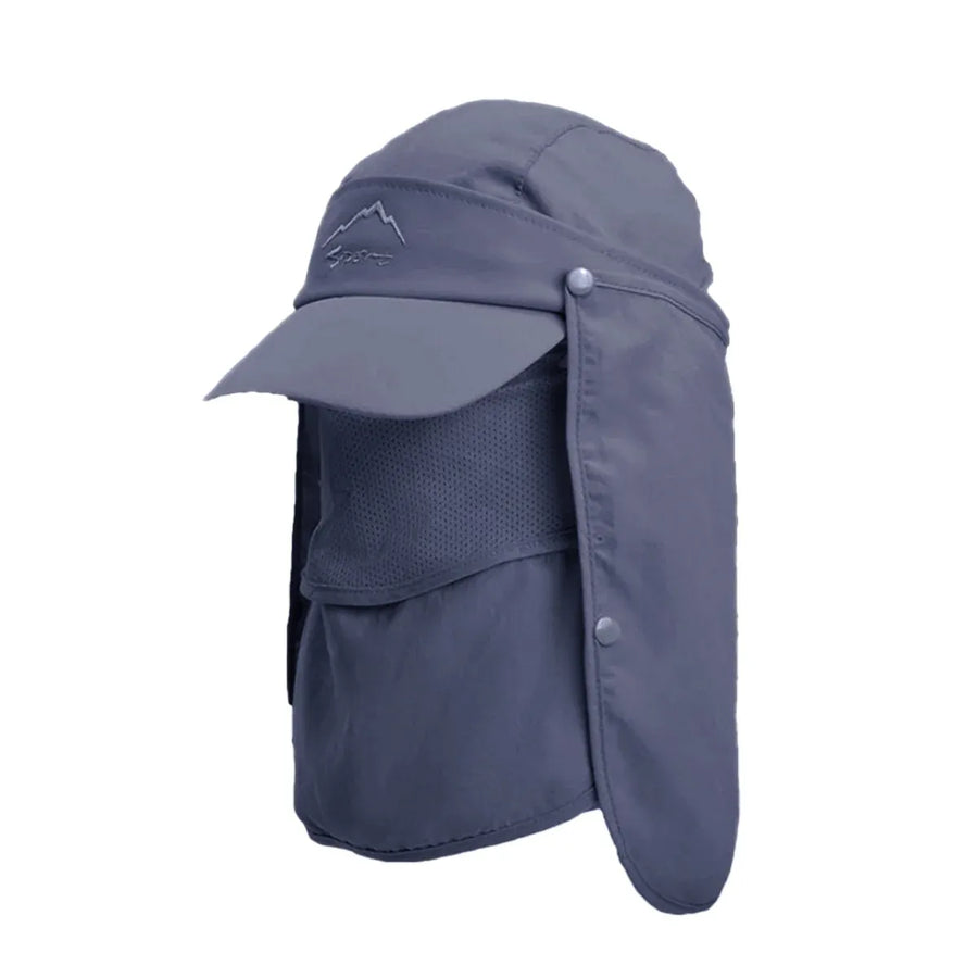 Premium Dark Grey Unisex Wide Brim Face and Neck Flap Outdoor Hat