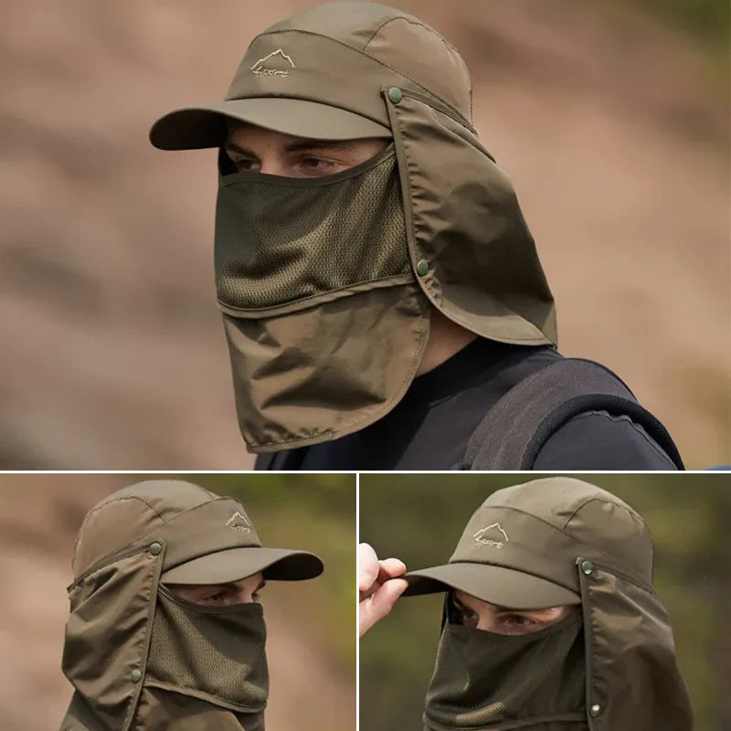 Premium Dark Grey Unisex Wide Brim Face and Neck Flap Outdoor Hat
