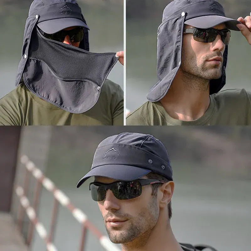 Premium Dark Grey Unisex Wide Brim Face and Neck Flap Outdoor Hat